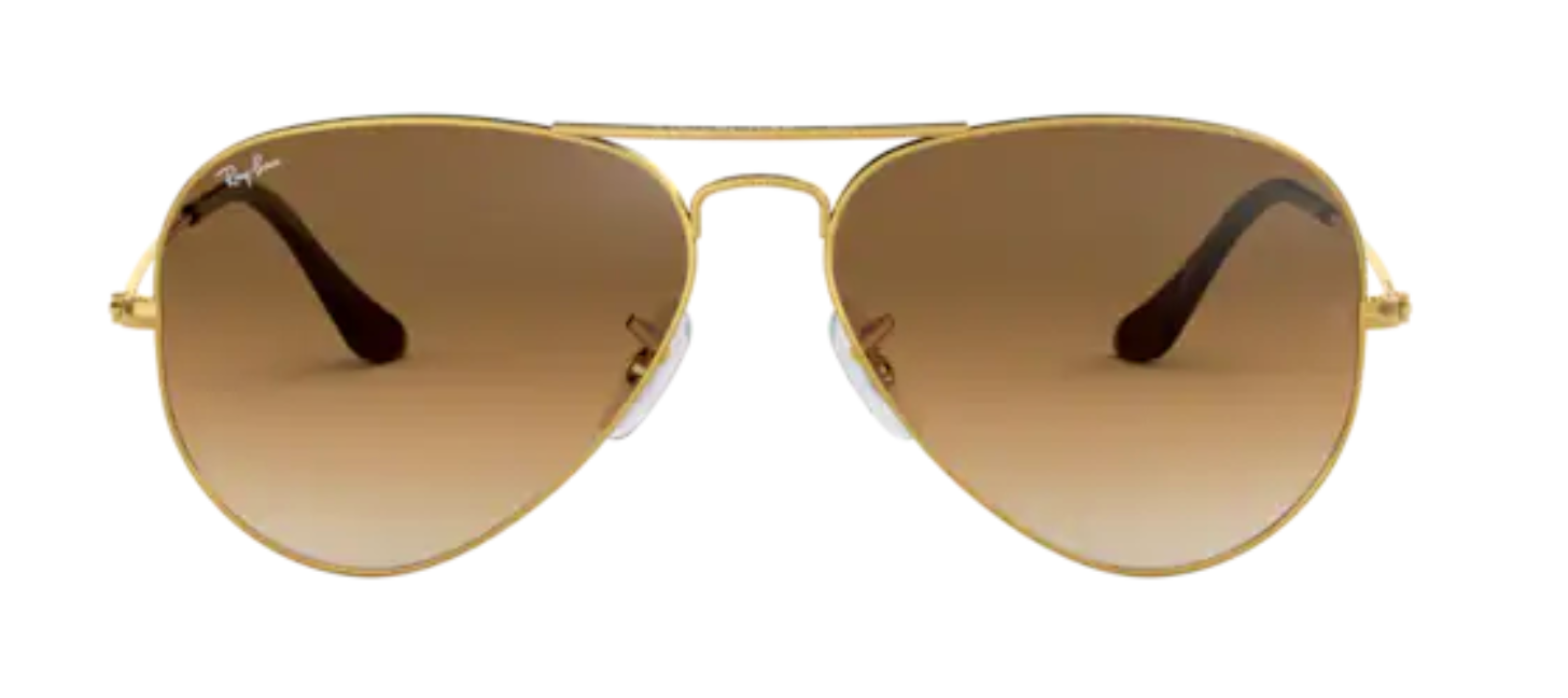Ray Ban aviator 3025 classic popular trendy male female boys girls sunglasses vintage pilot shiny gold gradient brown lenses uv400 protection