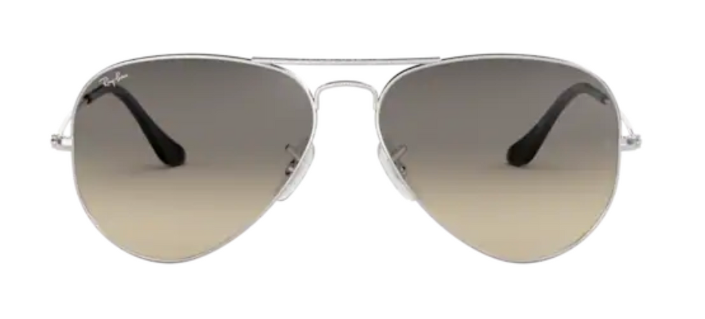 Ray Ban aviator 3025 classic popular trendy male female boys girls sunglasses vintage pilot shiny silver gradient grey lenses uv400 protection