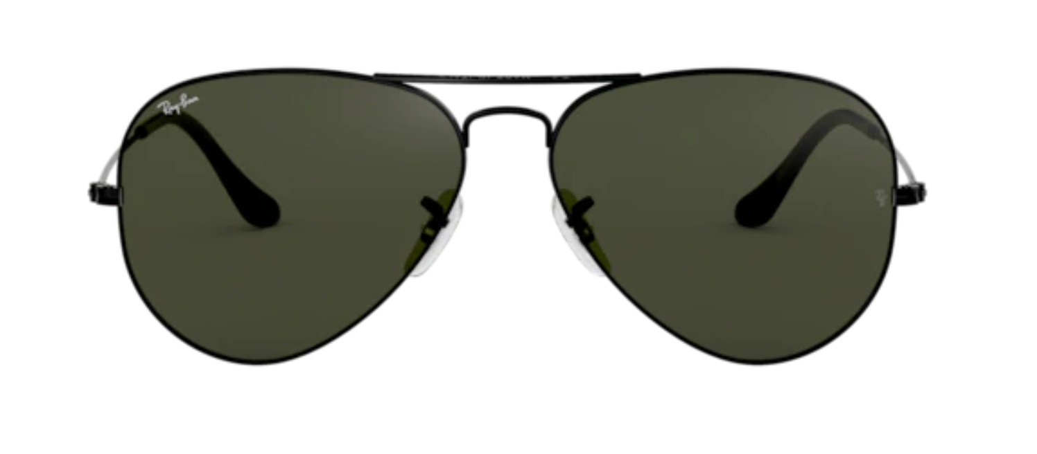 Ray Ban aviator 3025 classic popular trendy male female boys girls sunglasses vintage pilot shiny black solid g15 green lenses uv400 protection